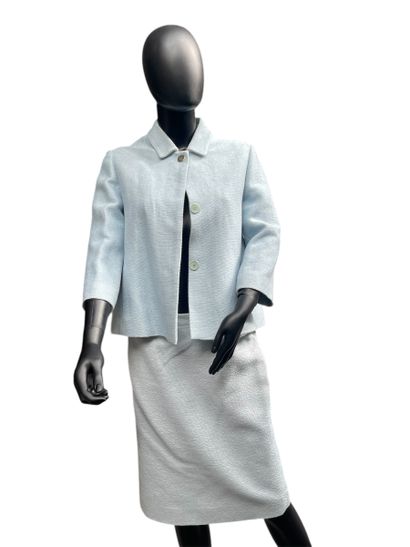 MAJE 
Veste courte bleue ciel en coton et...