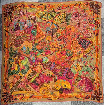 HERMES Paris
Made in France 
Printed cashmere...