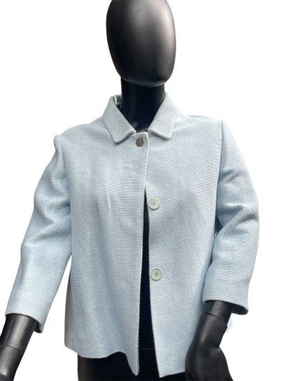 MAJE 
Veste courte bleue ciel en coton et...