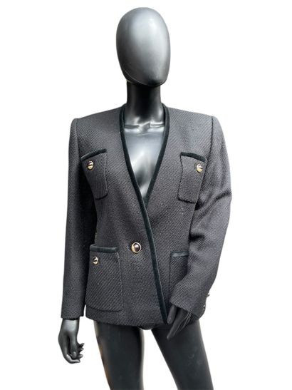 Fred LANSAC Neuilly 
Veste en tweed noir,...