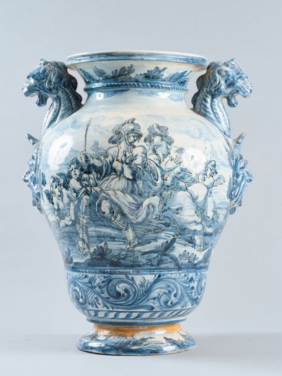 A large glazed earthenware apothecary vase...