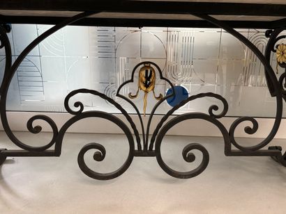 Large table with black patinated and gilded...