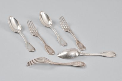 Suite de trois couverts de table en argent...