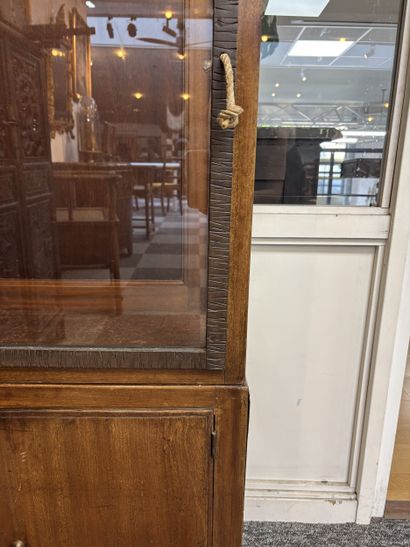 Pair of display cabinets in exotic wood veneer,...