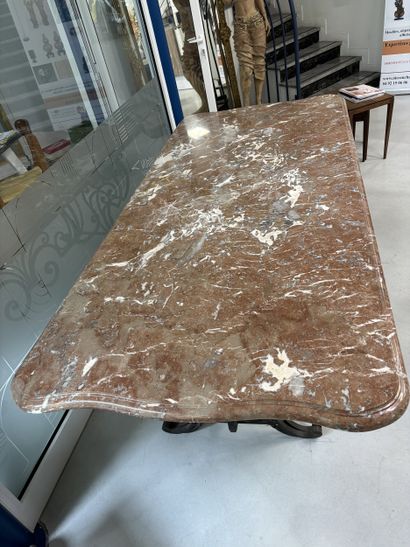 Large table with black patinated and gilded...