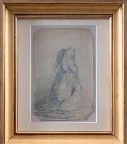 Late 19th century school 
Two women 
Graphite...