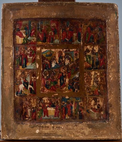 Icon depicting the 12 main feasts of the...