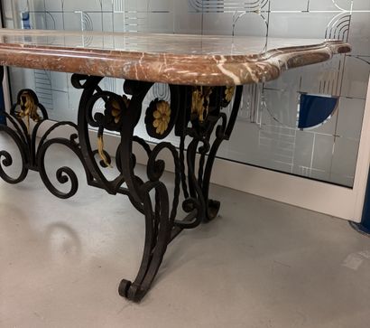 Large table with black patinated and gilded...