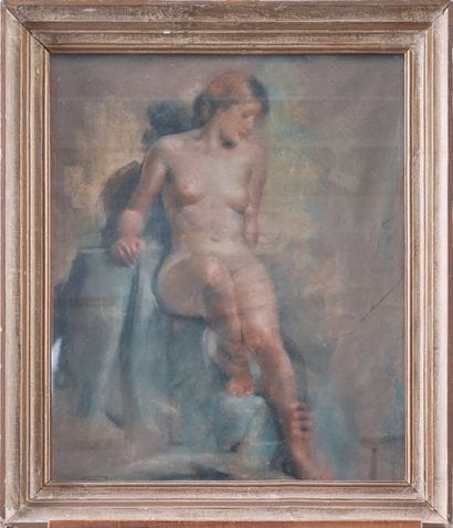 Late 19th century German school 
Nude study
Pastel...