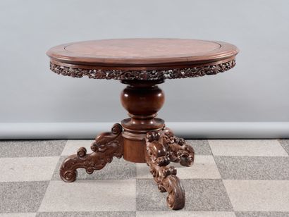 CHINA, early 20th century 
Natural wood pedestal...