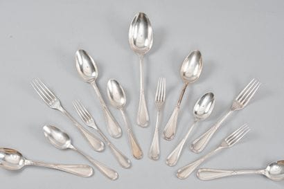 Partie de ménagère 62 pièces en argent 950...