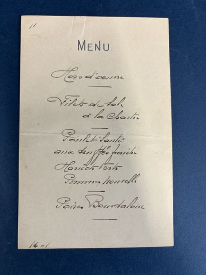 Un menu dédicacé par la Reine « Amélie du...
