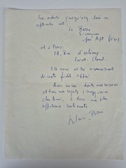 Three handwritten letters signed by Alain...