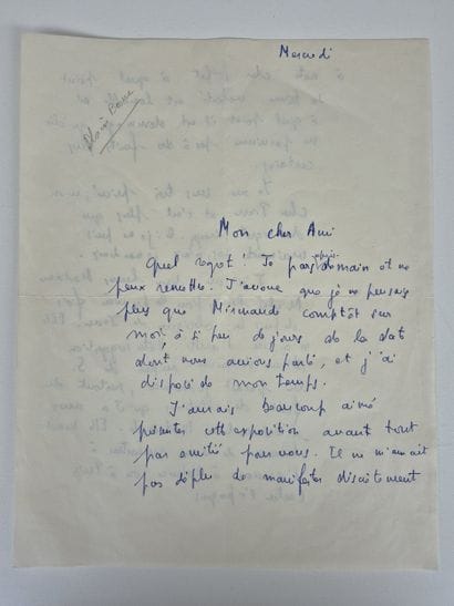 Three handwritten letters signed by Alain...