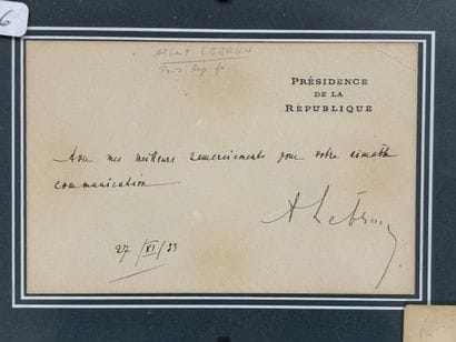 Albert LEBRUN.
A thank-you card from the...