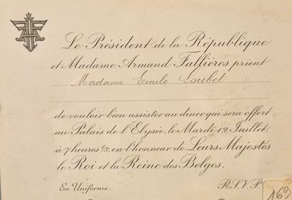 Fonds LOUBET – Elysée / Carton d’invitation...