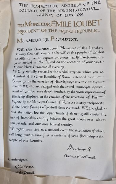 Fonds LOUBET – LONDRES / Important diplôme...