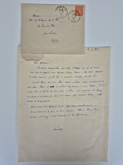 Four handwritten letters from Pierre Fresnay...
