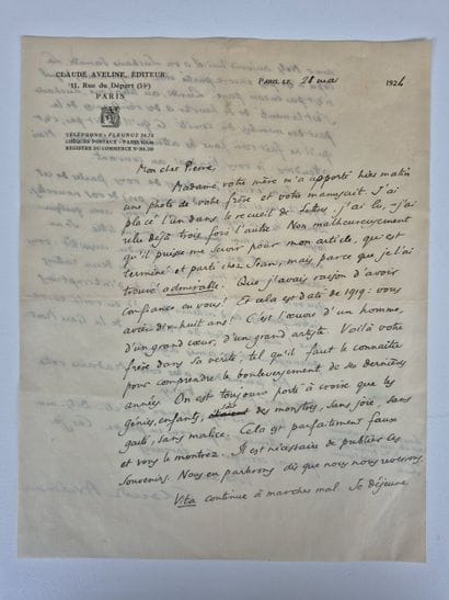 Five handwritten letters signed by Claude...