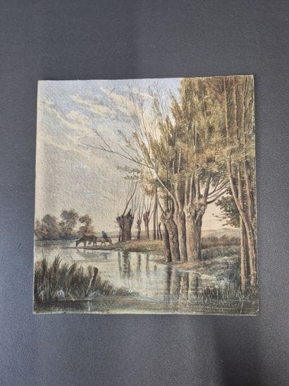 Fonds LOUBET – Aquarelle / « Bord de lac...