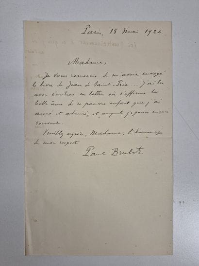 Paul BRULAT.
Set of three autograph letters...