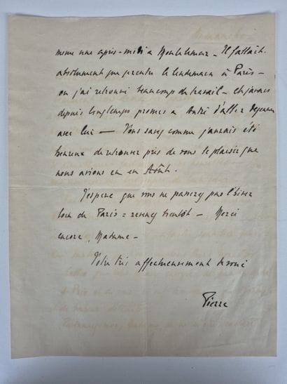 Four handwritten letters from Pierre Fresnay...