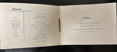 Fonds LOUBET – Menus 
1°) Londres 1903, réception...