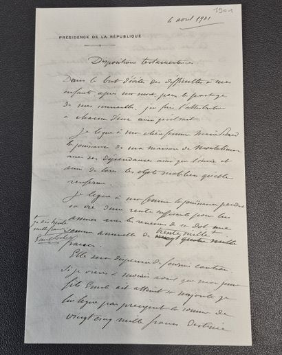 Fonds LOUBET – Autographe / Dispositions...
