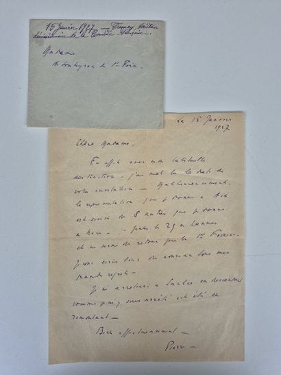 Five handwritten letters from Pierre Fresnay...