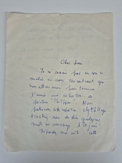 Three handwritten letters signed by Alain...