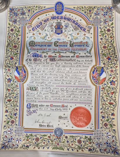 Fonds LOUBET – WESTMINSTER / Important diplôme...