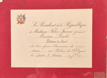 Fonds LOUBET – Elysée / Carton d’invitation...