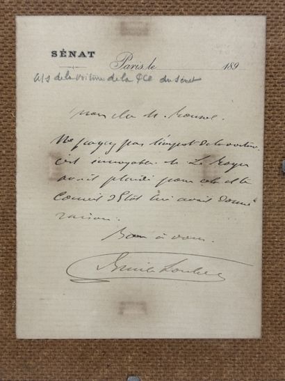 Emile LOUBET. 
Suite de deux lettres autographes...