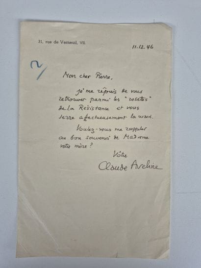 Five handwritten letters signed by Claude...