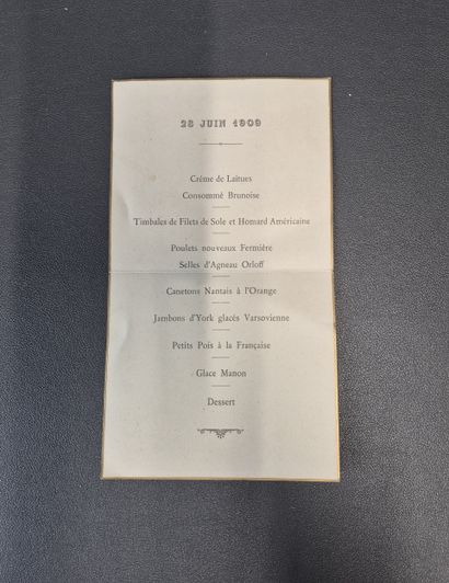 Fonds LOUBET – Menus 
1°) Londres 1903, réception...