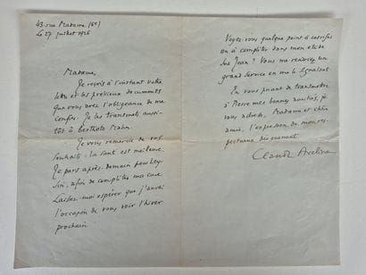 Five handwritten letters signed by Claude...