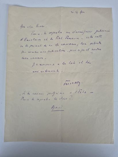 Five handwritten letters from Pierre Fresnay...