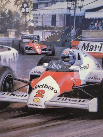 Poster showing Alain Prost at the Monaco...