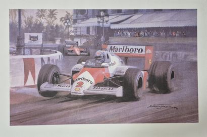 Poster showing Alain Prost at the Monaco...