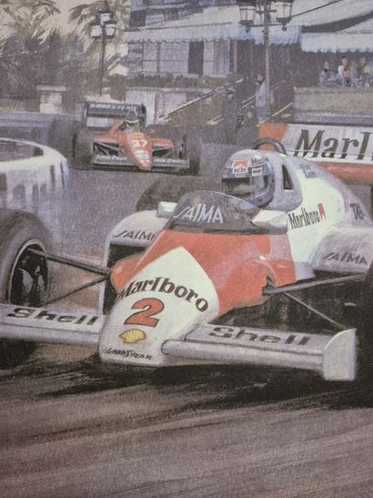 Poster showing Alain Prost at the Monaco...
