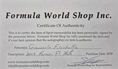 Autograph of Giancarlo Fisichella
Photo paper...