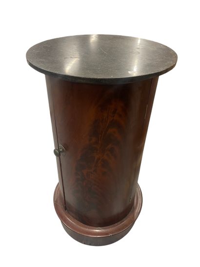 Circular mahogany veneered Somno opening...