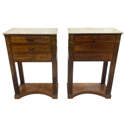 Pair of mahogany veneered bedside tables...