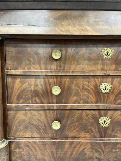 Veneered chest of drawers opening with four...