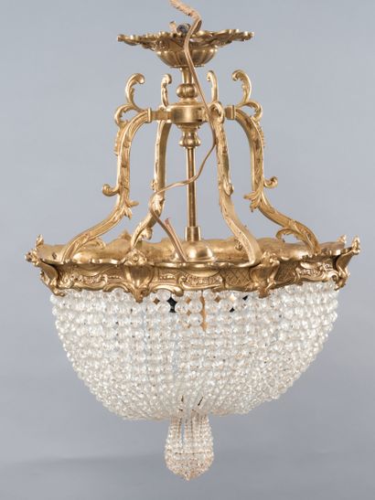 Small ormolu corbeille chandelier with four...