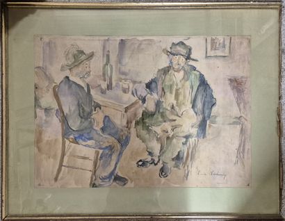 20th century schools Reunion of two watercolors...
