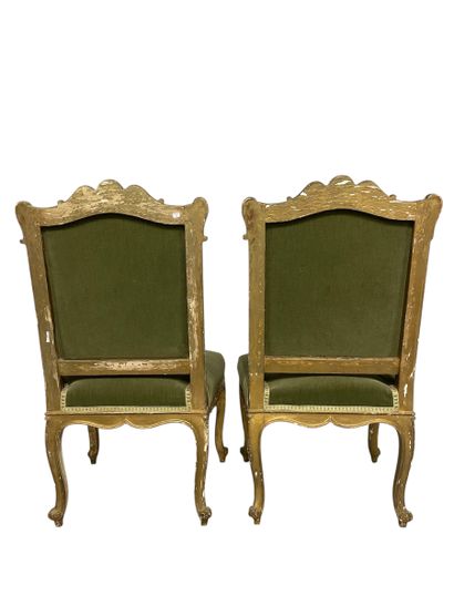Suite of two Louis XV-style gilded molded...