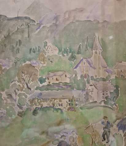 20th century schools Reunion of two watercolors...