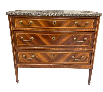 Veneered chest of drawers opening with three...