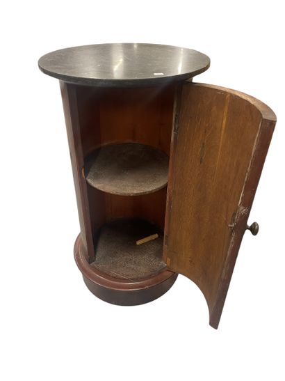 Circular mahogany veneered Somno opening...